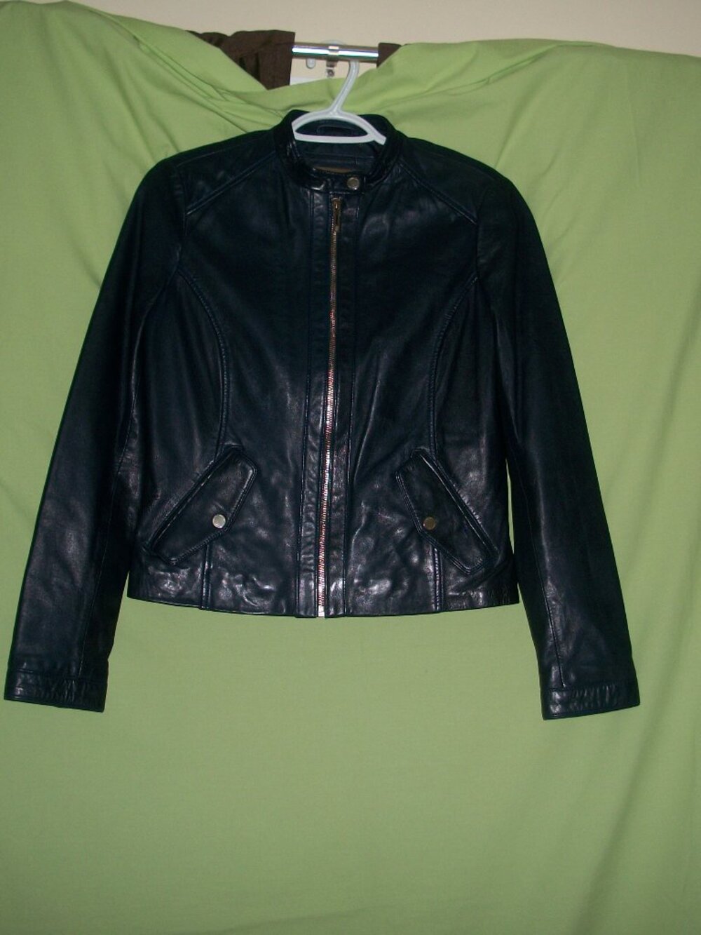 Vintage 2014 Massimo Dutti Women’s Genuine Leather Dark Blue Jacket Size S